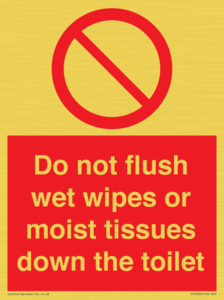 Do not flush wet wipes or moist tissues down the toilet